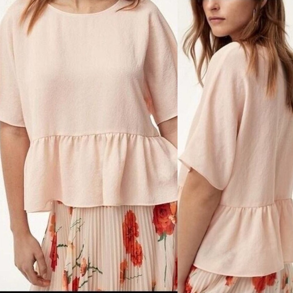 Aritzia Wilfred Macee Sakura Pink Peplum Top Blouse Size XXS Magnolia Oversized